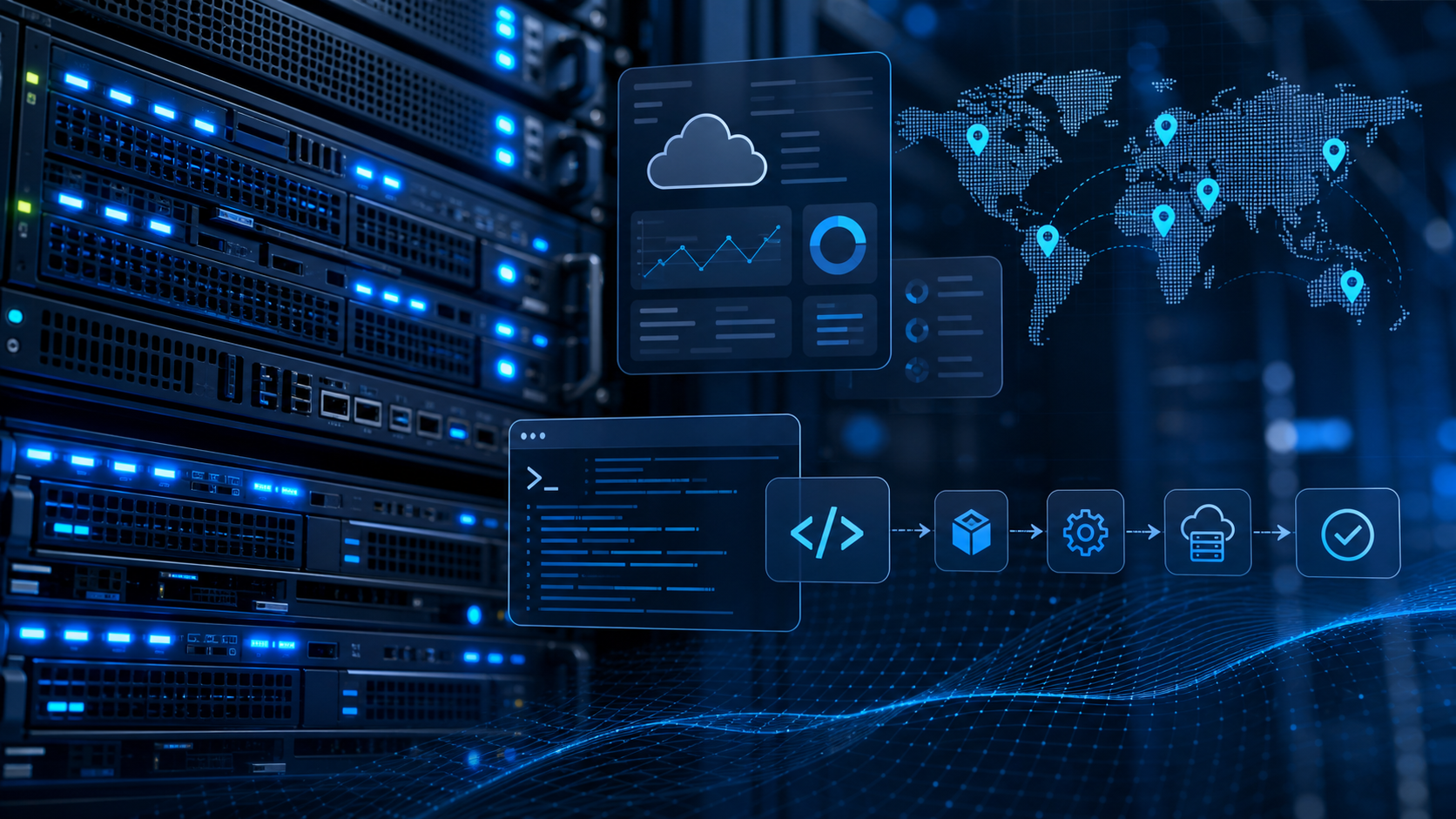 Server rack and cloud monitoring support image